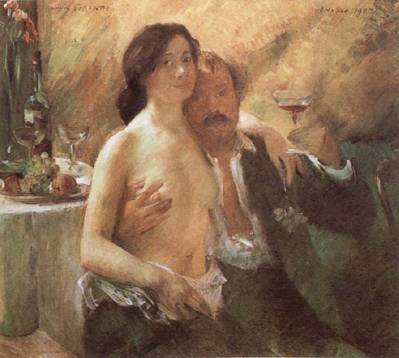 Lovis Corinth Self-Portrait with his wife and a glass France oil painting art